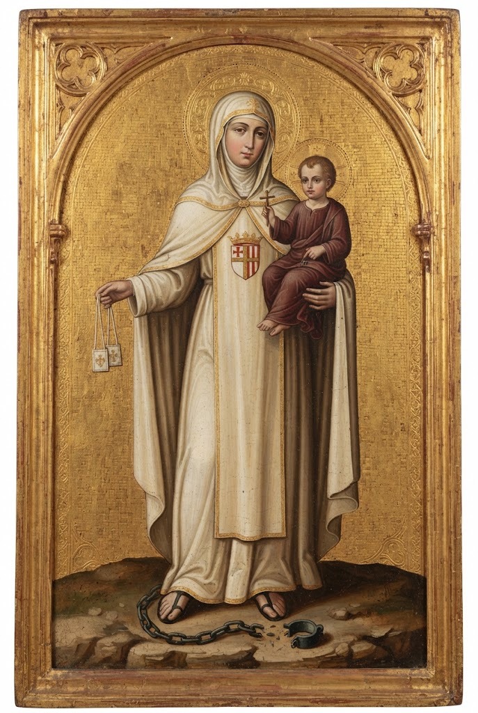 Nuestra Señora de la Merced con el Niño, el escapulario y la cadena rota a sus pies